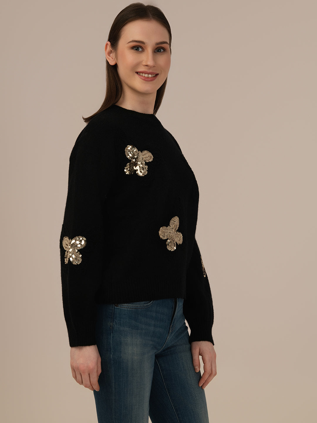 Cozy Woolen Turtleneck Top for Women_black