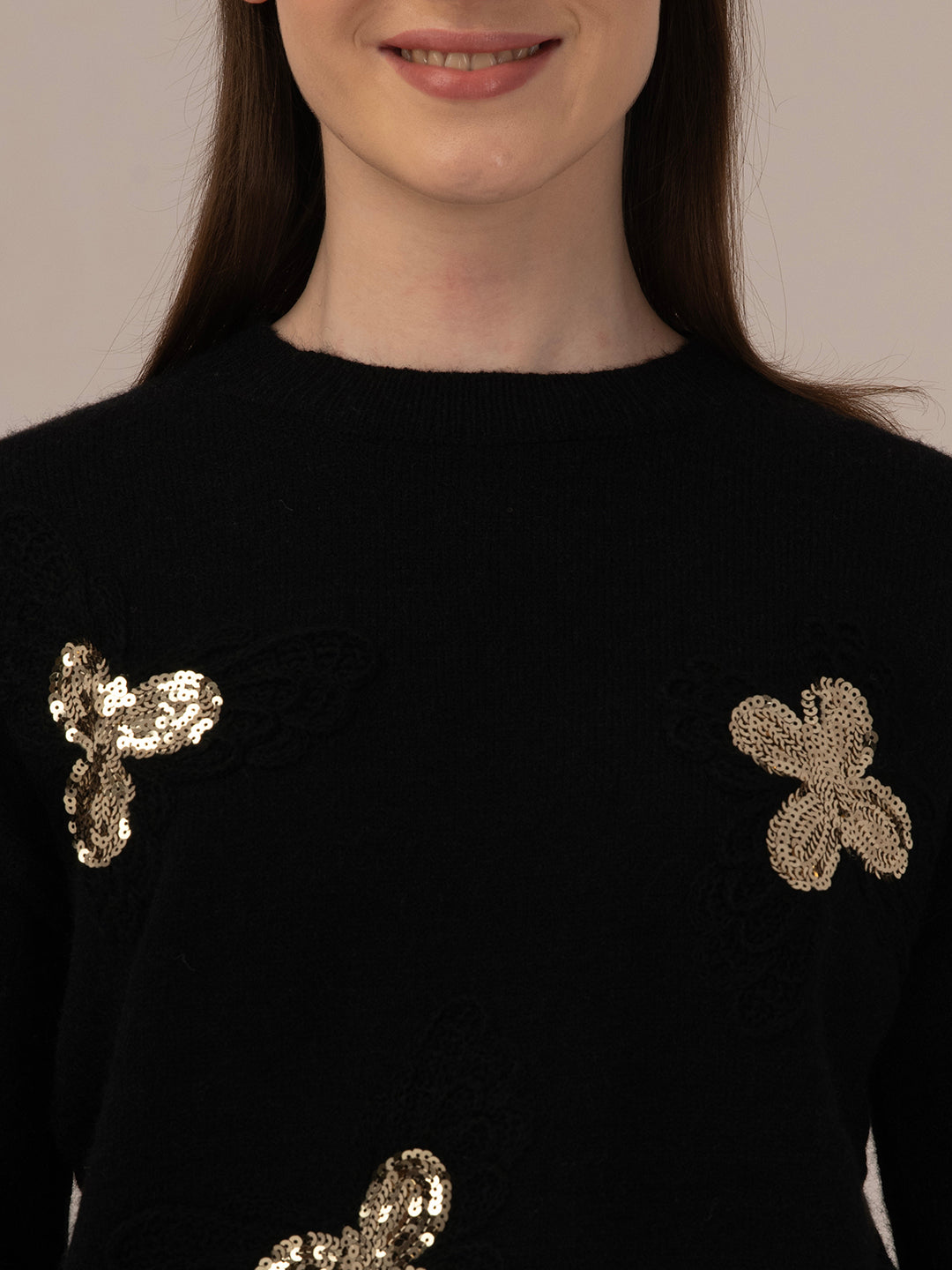 Cozy Woolen Turtleneck Top for Women_black