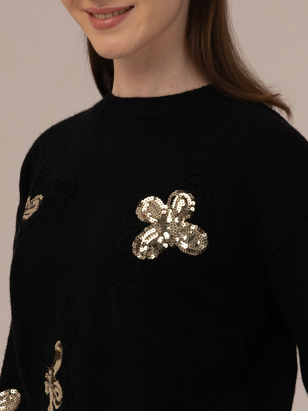 Cozy Woolen Turtleneck Top for Women_black