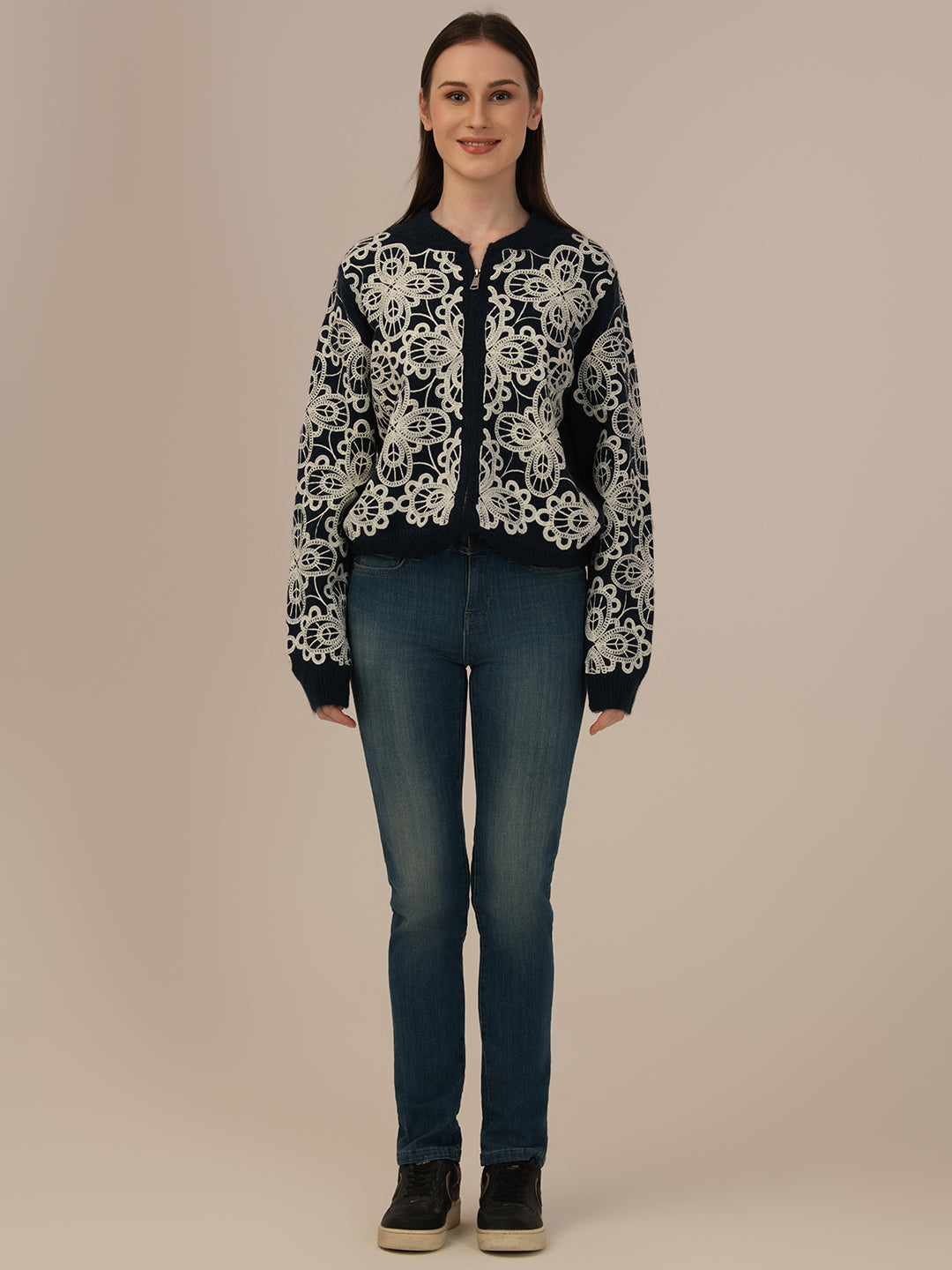 Women’s Woollen Knit Top – Elegant & Ultra-Soft Albion Wear_NAVY