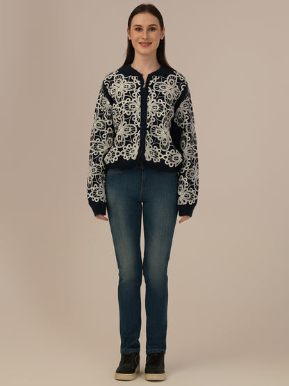 Women’s Woollen Knit Top – Elegant & Ultra-Soft Albion Wear_NAVY