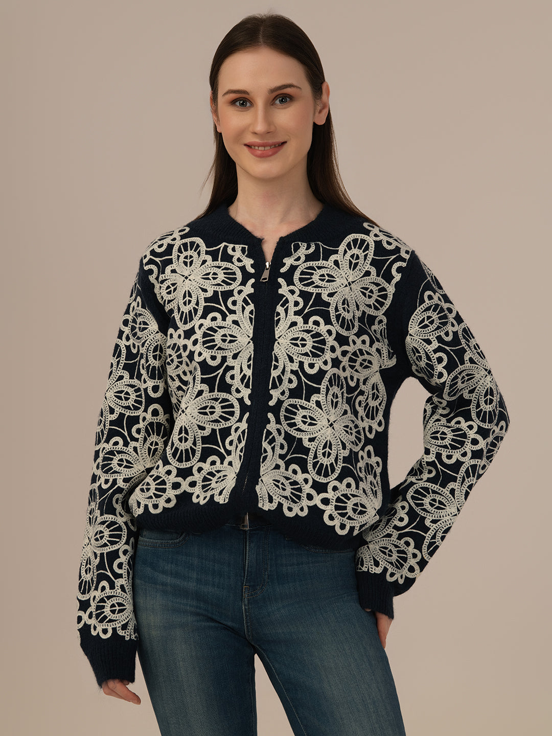 Women’s Woollen Knit Top – Elegant & Ultra-Soft Albion Wear_NAVY