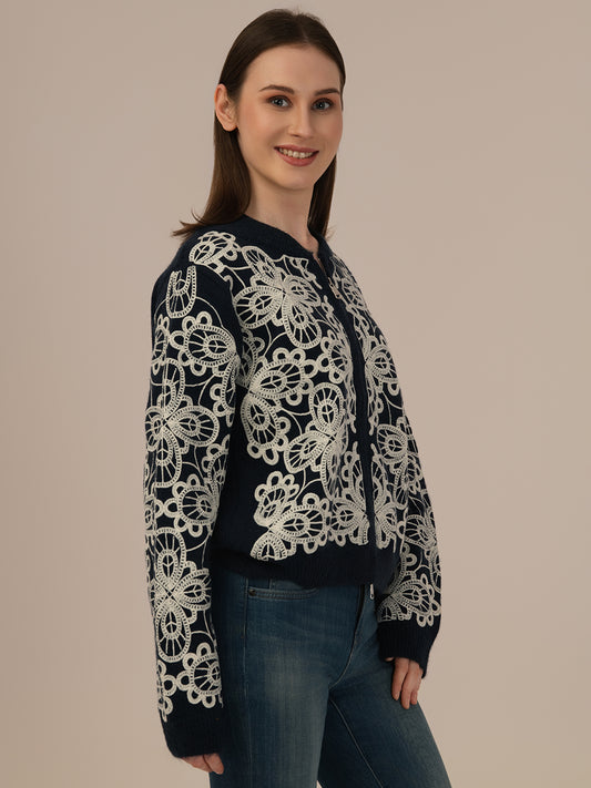 Women’s Woollen Knit Top – Elegant & Ultra-Soft Albion Wear_NAVY