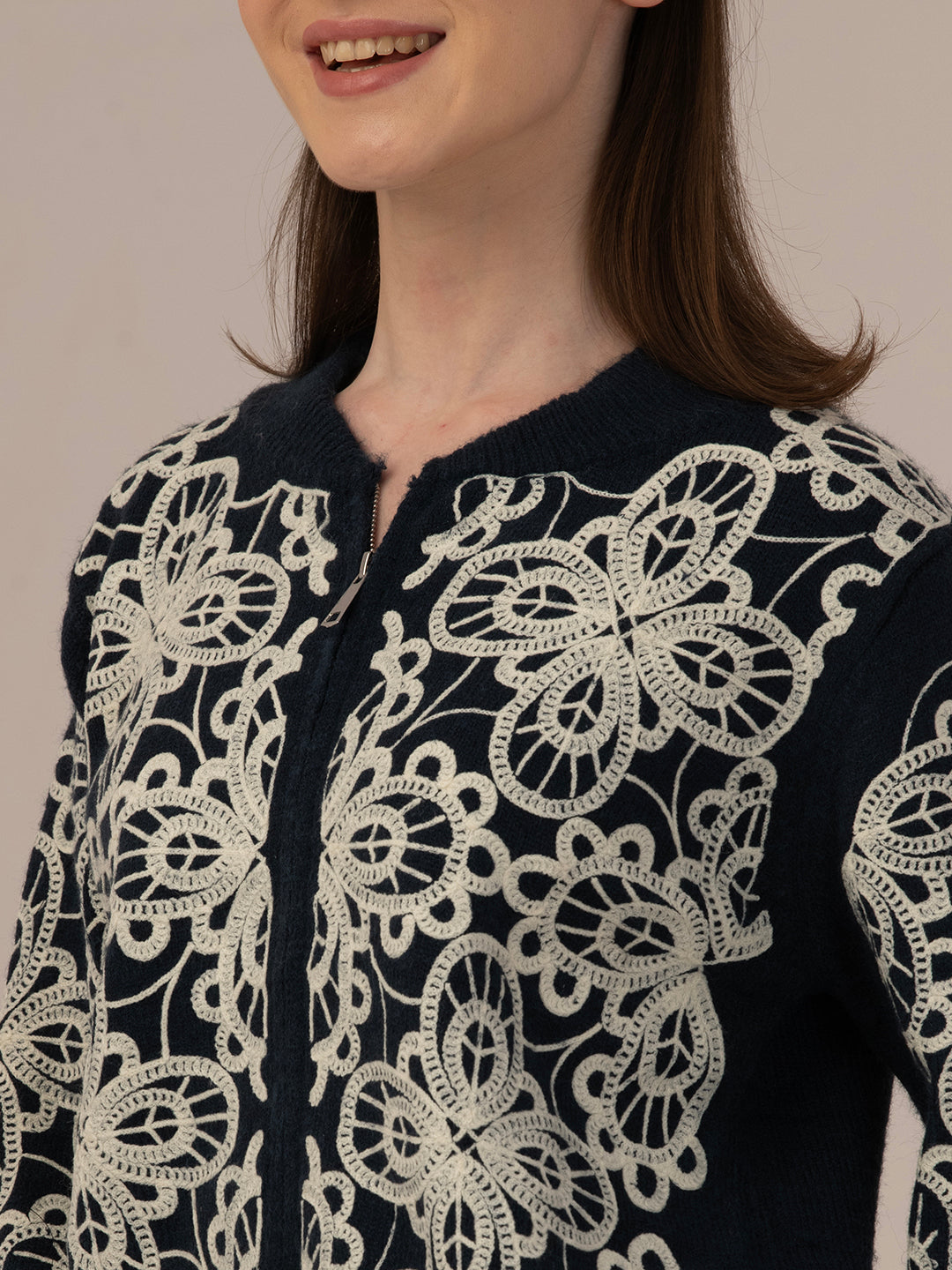 Women’s Woollen Knit Top – Elegant & Ultra-Soft Albion Wear_NAVY