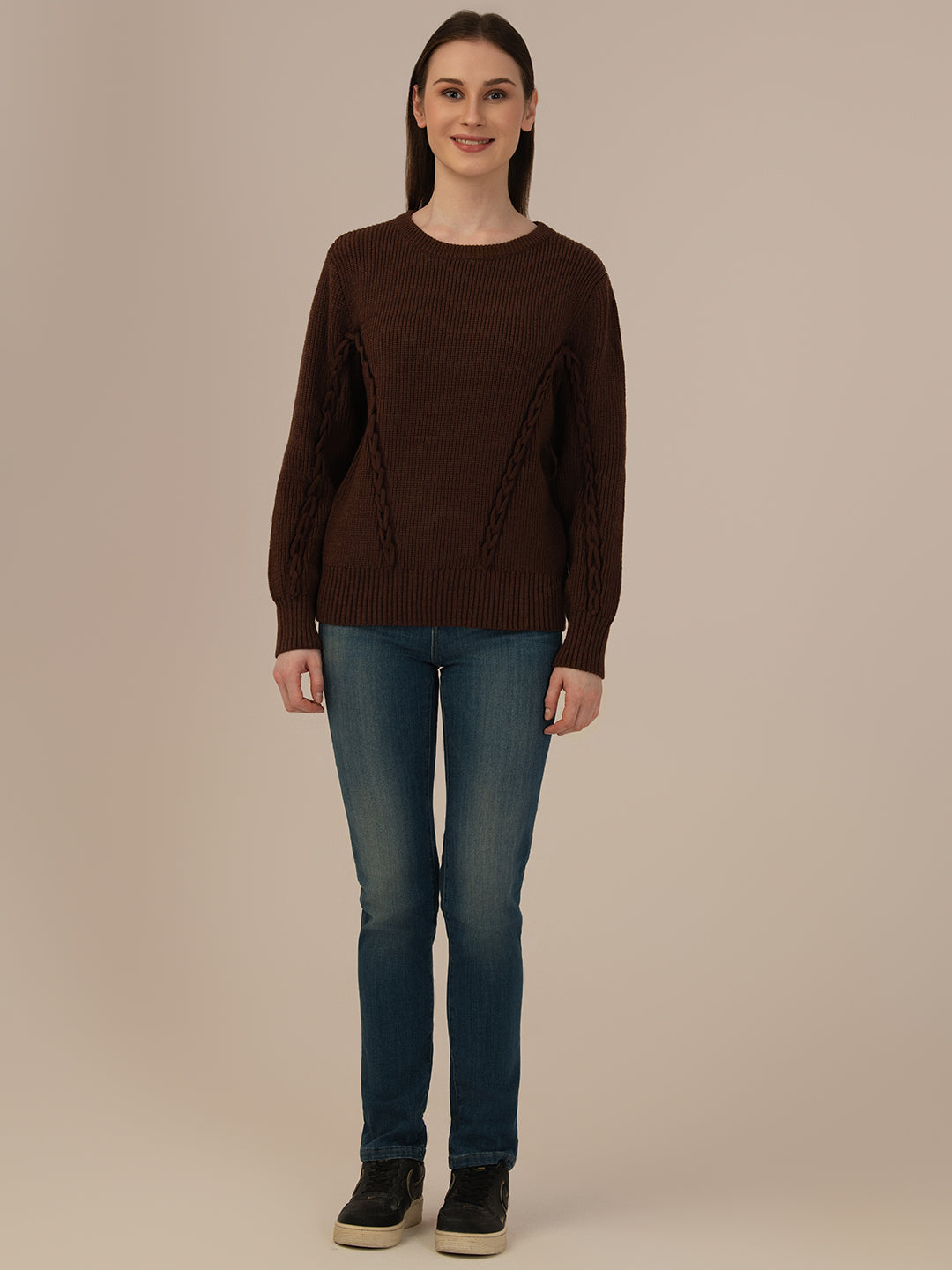 Women’s Woollen Knit Top – Elegant & Ultra-Soft Albion Wear_COFFEE