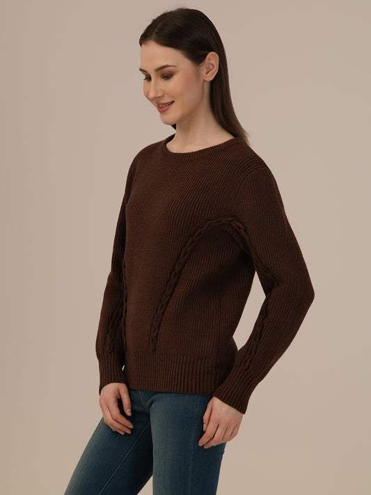 Women’s Woollen Knit Top – Elegant & Ultra-Soft Albion Wear_COFFEE
