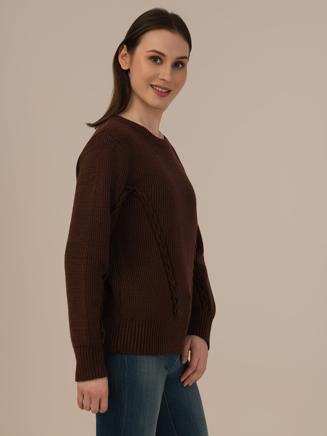 Women’s Woollen Knit Top – Elegant & Ultra-Soft Albion Wear_COFFEE