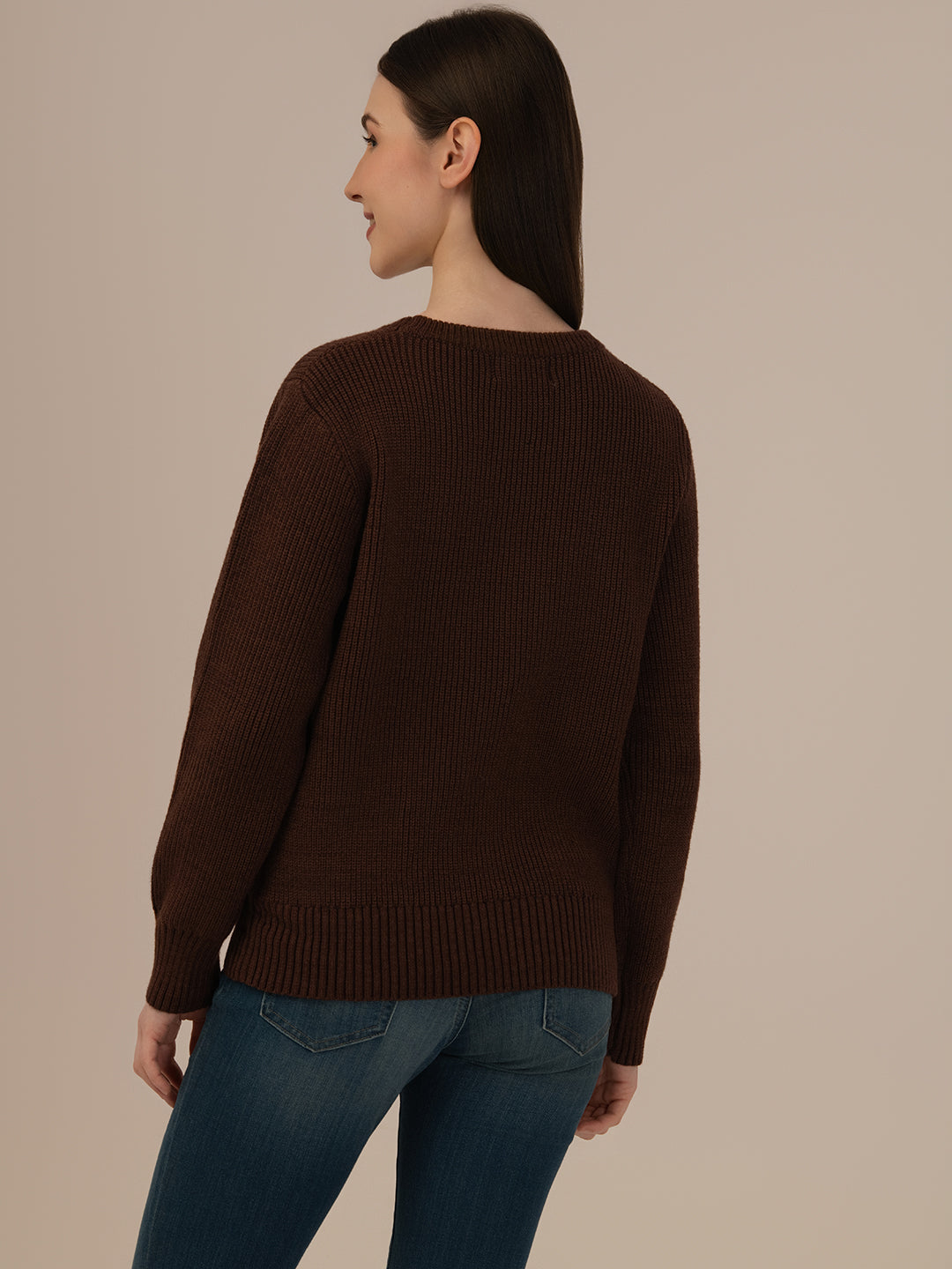 Women’s Woollen Knit Top – Elegant & Ultra-Soft Albion Wear_COFFEE