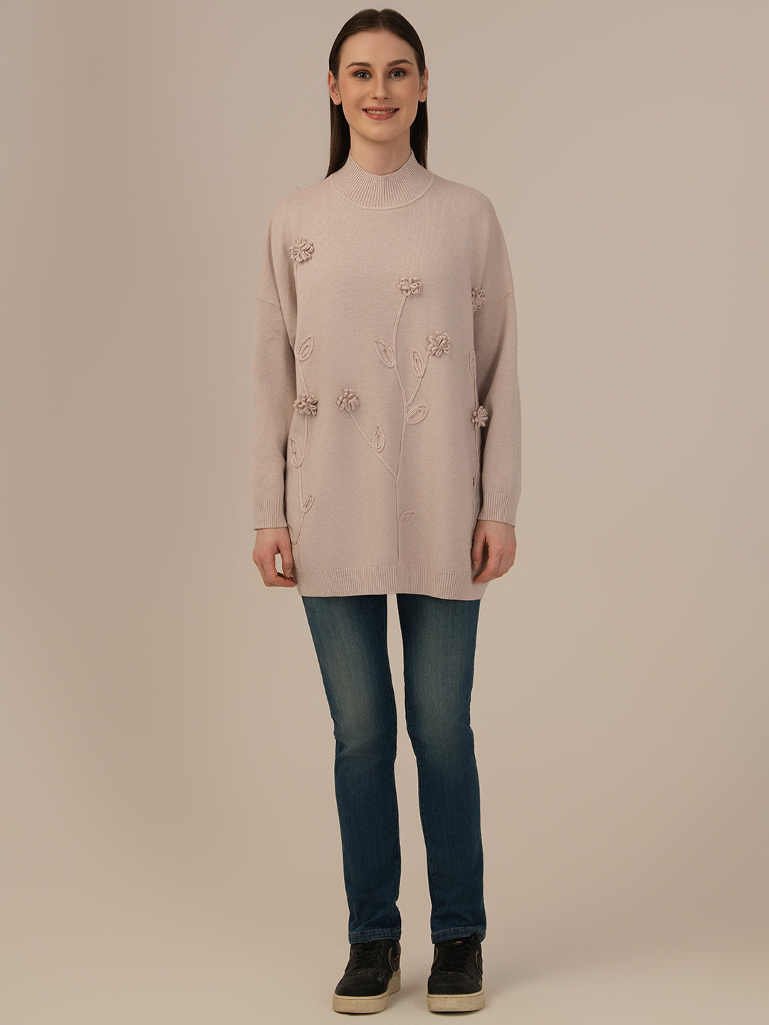 ALBION Trendy Women Woolen Top – Lightweight, Warm & Comfortable-BEAGE