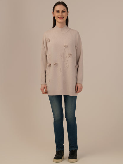 ALBION Trendy Women Woolen Top – Lightweight, Warm & Comfortable-BEAGE