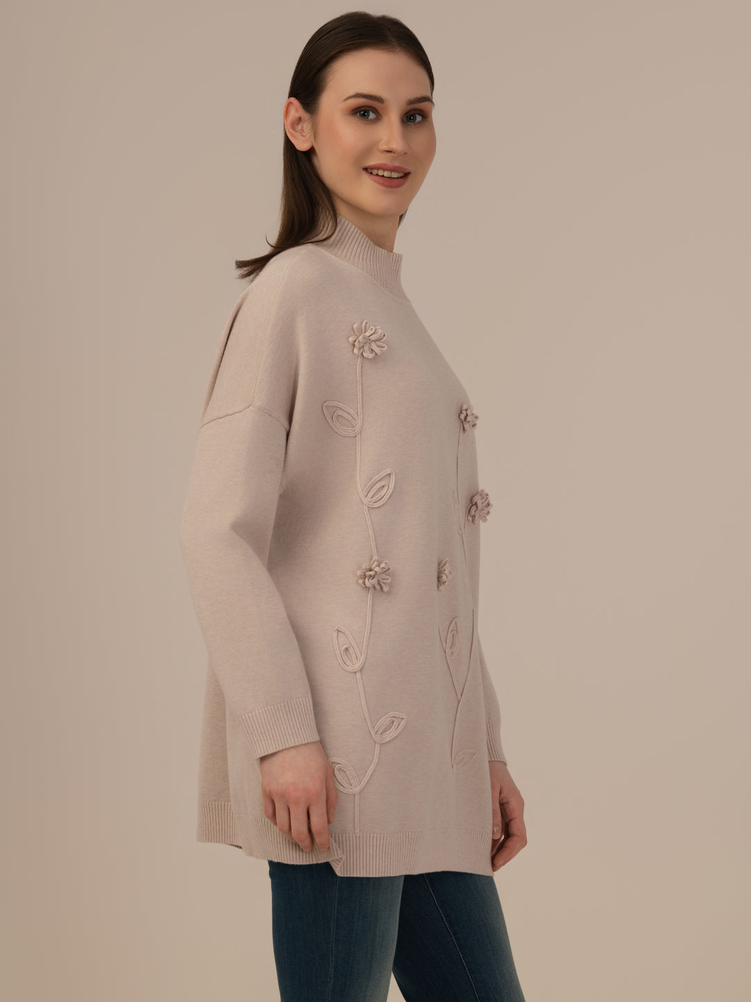 ALBION Trendy Women Woolen Top – Lightweight, Warm & Comfortable-BEAGE