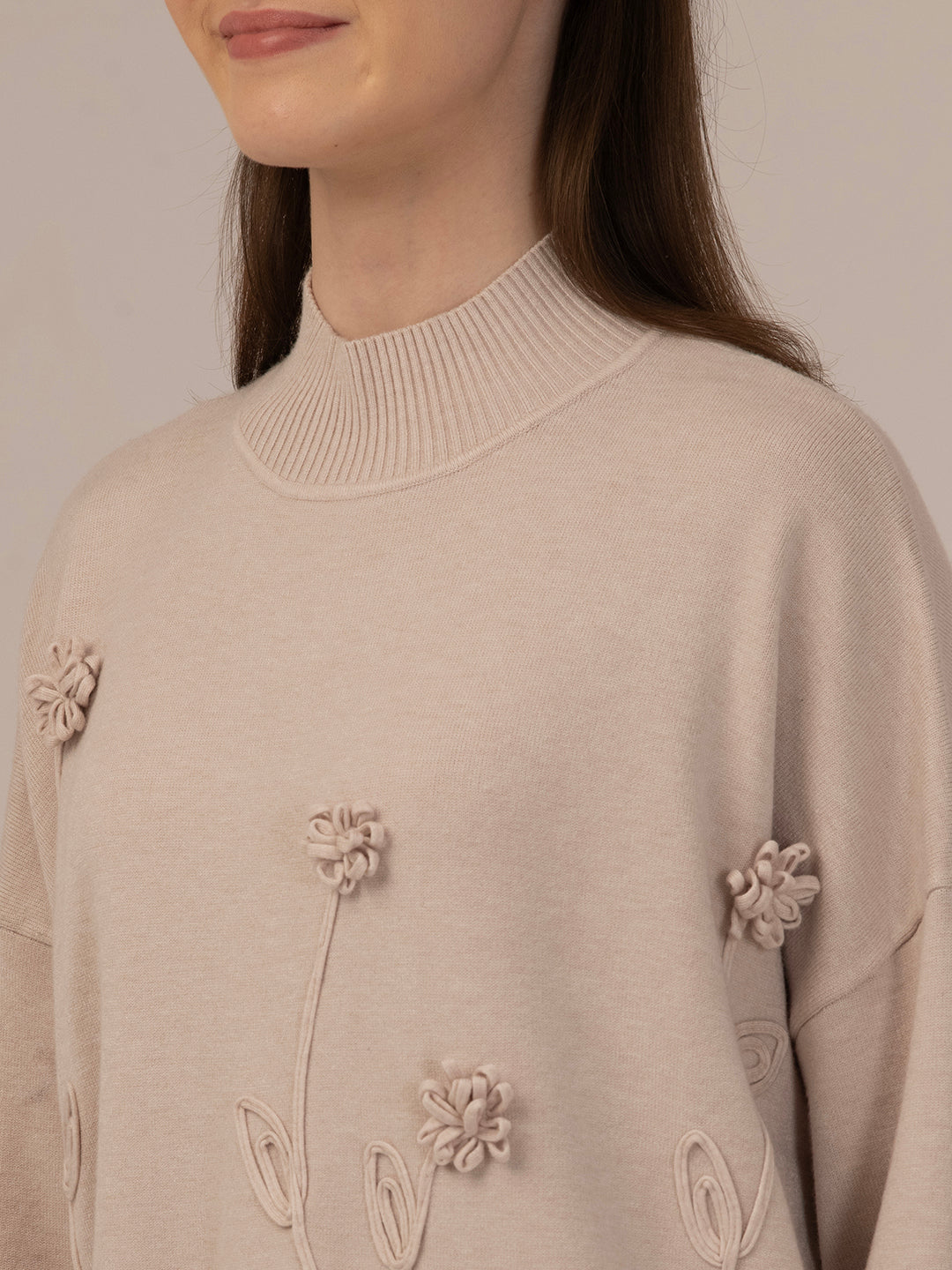 ALBION Trendy Women Woolen Top – Lightweight, Warm & Comfortable-BEAGE