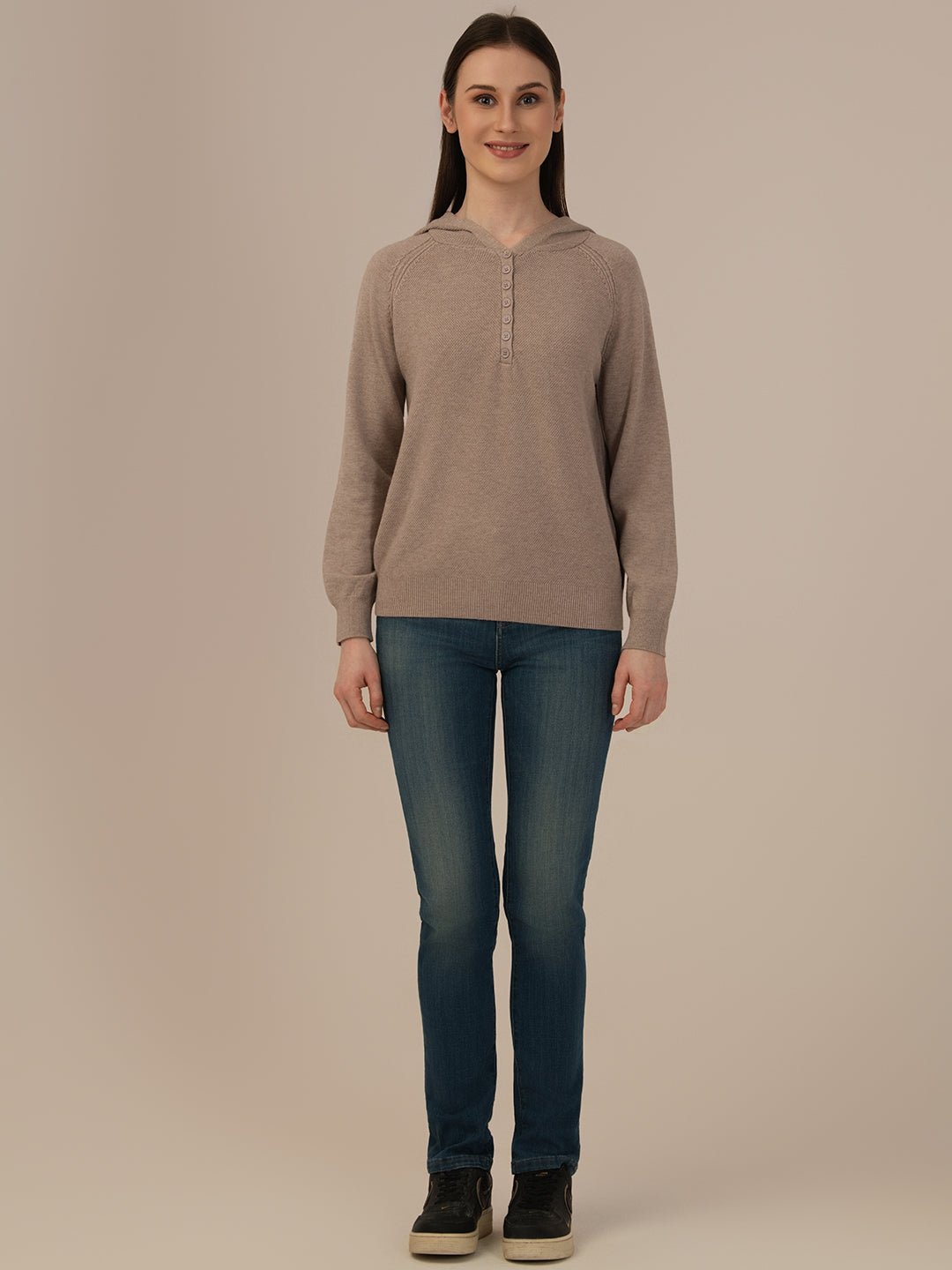 Women’s Woollen Knit Top – Elegant & Ultra-Soft Albion Wear_BEIGE