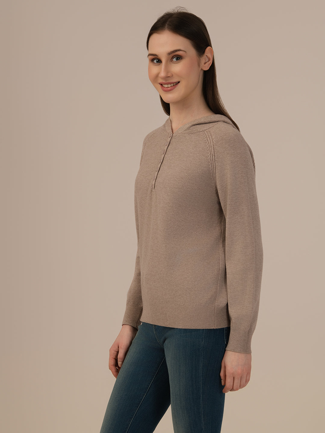 Women’s Woollen Knit Top – Elegant & Ultra-Soft Albion Wear_BEIGE