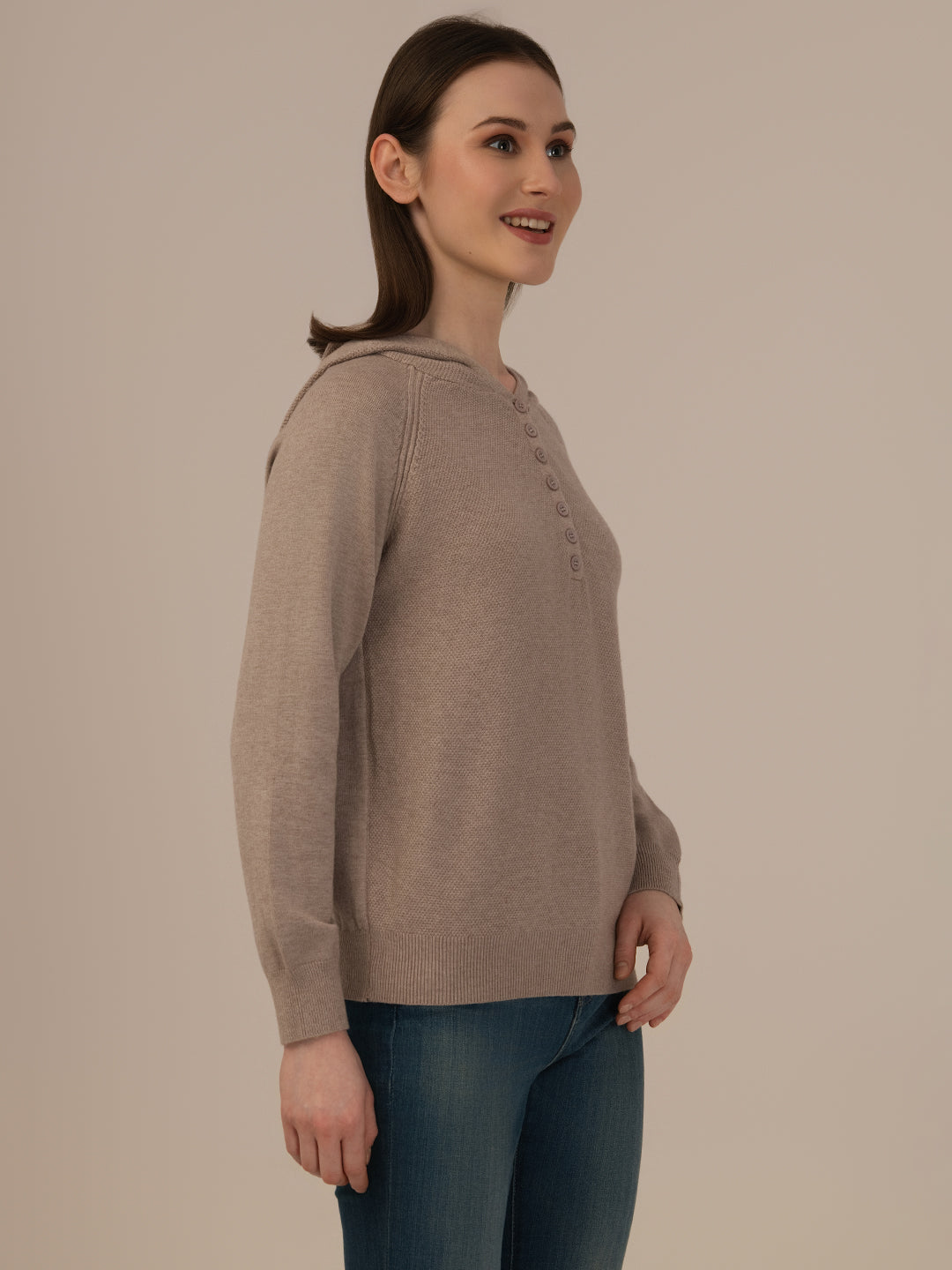 Women’s Woollen Knit Top – Elegant & Ultra-Soft Albion Wear_BEIGE