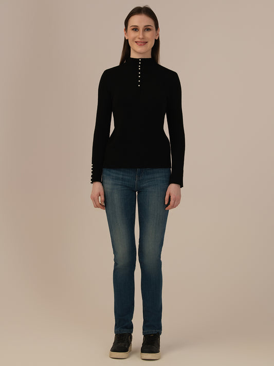 Women’s Woollen Knit Top – Elegant & Ultra-Soft Albion Wear_BLACK