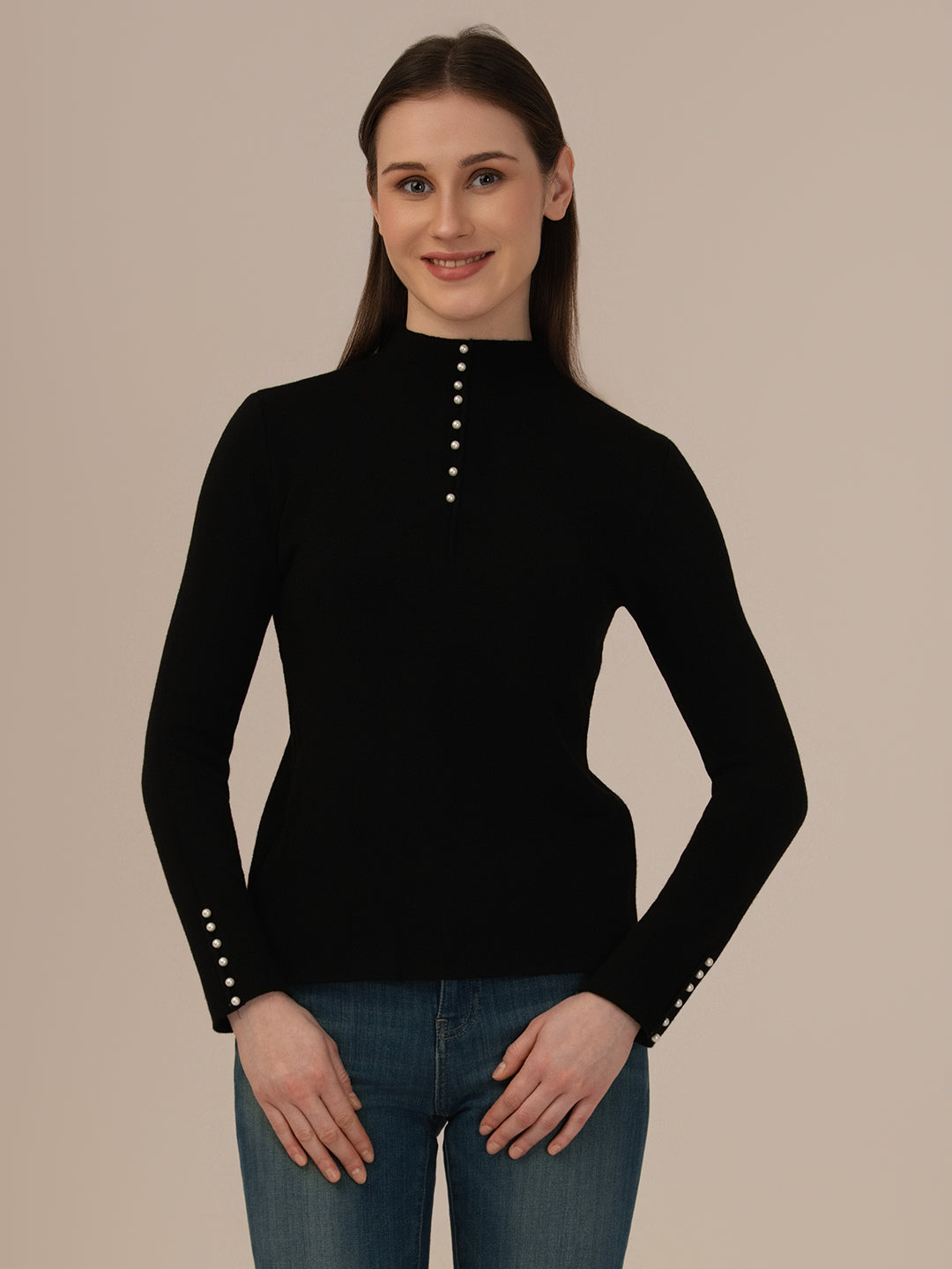 Women’s Woollen Knit Top – Elegant & Ultra-Soft Albion Wear_BLACK