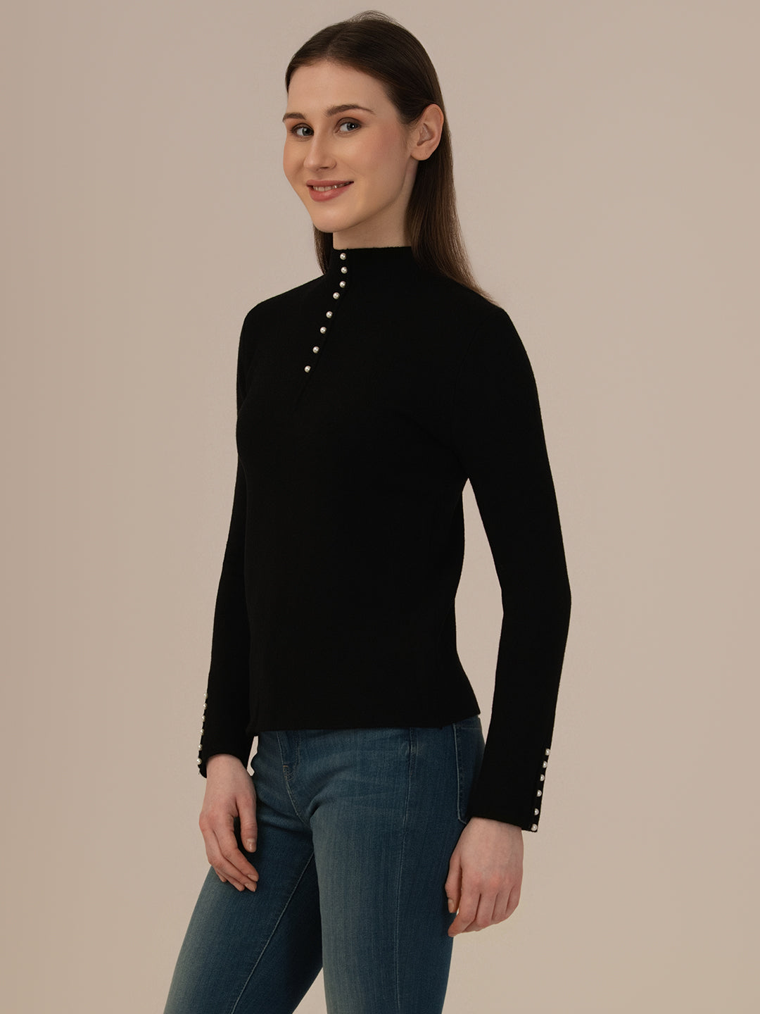 Women’s Woollen Knit Top – Elegant & Ultra-Soft Albion Wear_BLACK