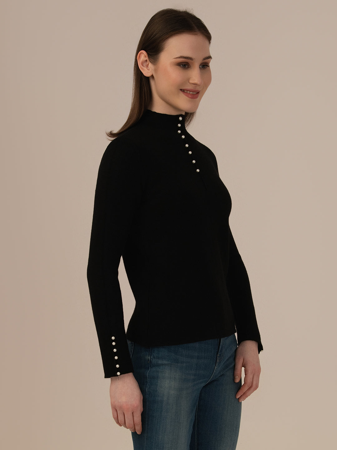 Women’s Woollen Knit Top – Elegant & Ultra-Soft Albion Wear_BLACK