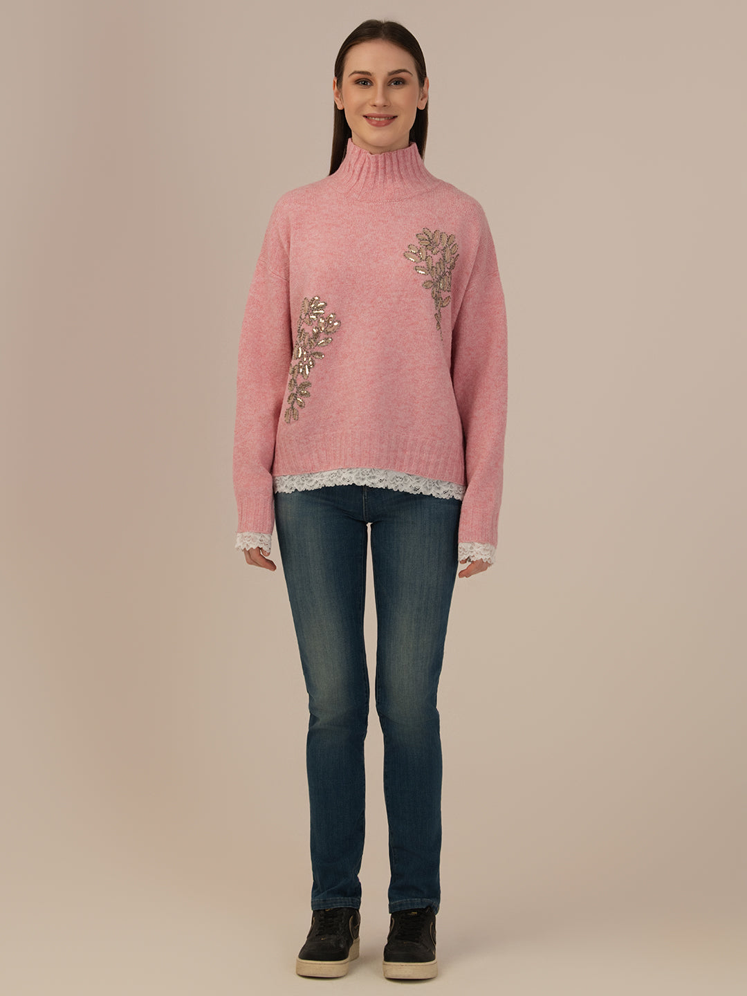 Albion Ladies Woollen Pullover – Perfect Winter Comfort_muted pinkish brown