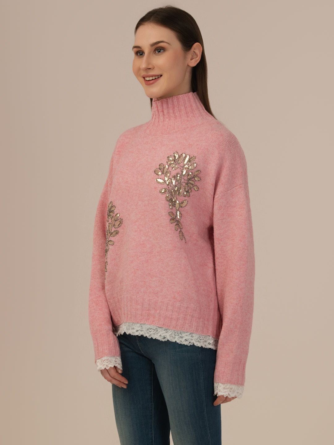 Albion Ladies Woollen Pullover – Perfect Winter Comfort_muted pinkish brown