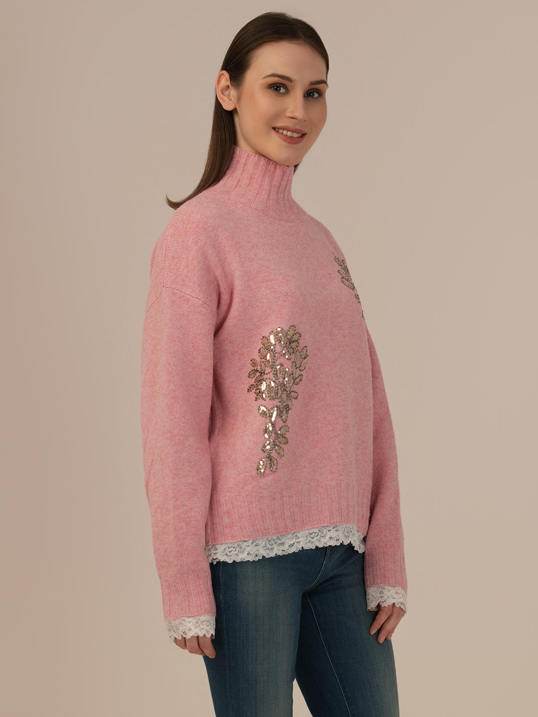 Albion Ladies Woollen Pullover – Perfect Winter Comfort_muted pinkish brown