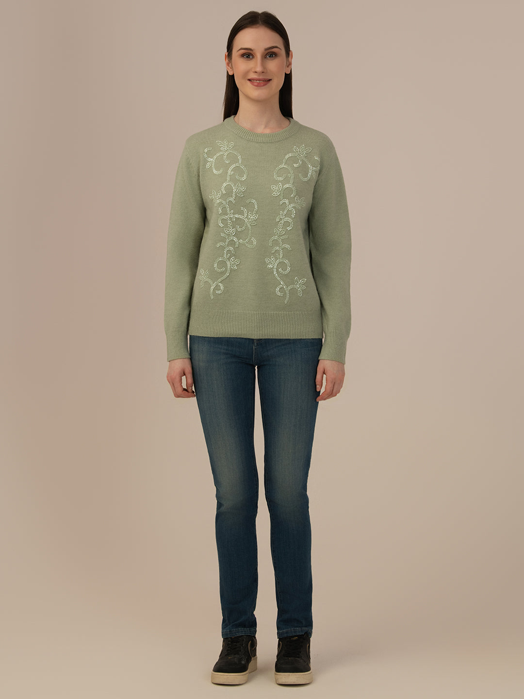 Women’s Premium Woolen Sweater – Soft & Warm Albion Collection_GREEN