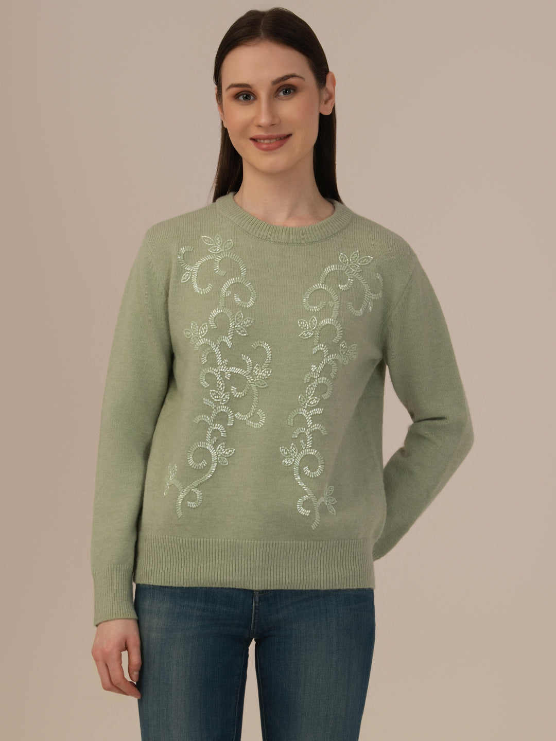 Women’s Premium Woolen Sweater – Soft & Warm Albion Collection_GREEN