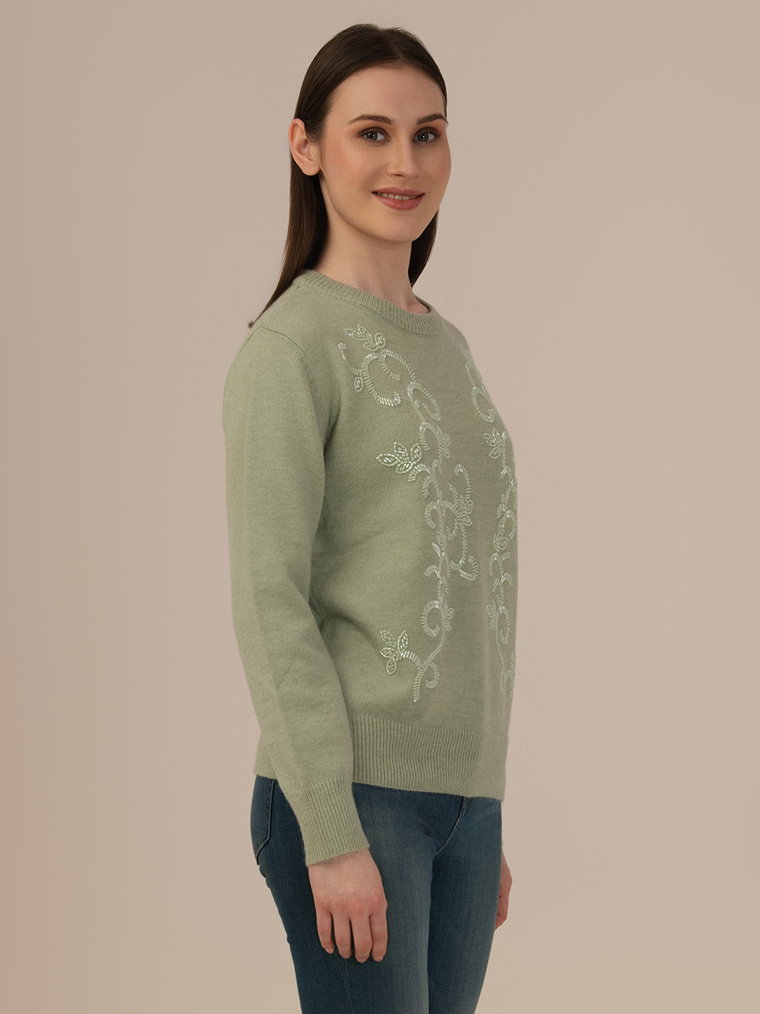 Women’s Premium Woolen Sweater – Soft & Warm Albion Collection_GREEN