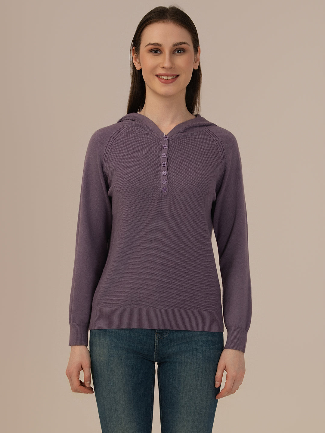 Albion Women’s Woollen Hoodie – Cozy & Stylish Winter Wear, Purple