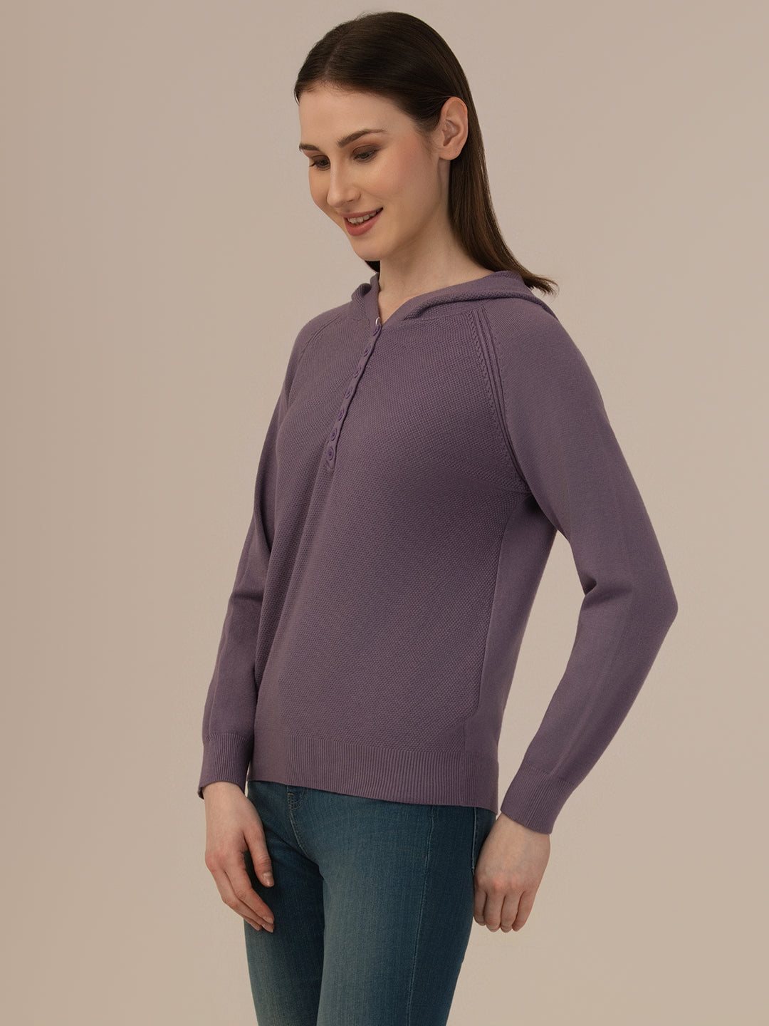 Albion Women’s Woollen Hoodie – Cozy & Stylish Winter Wear, Purple