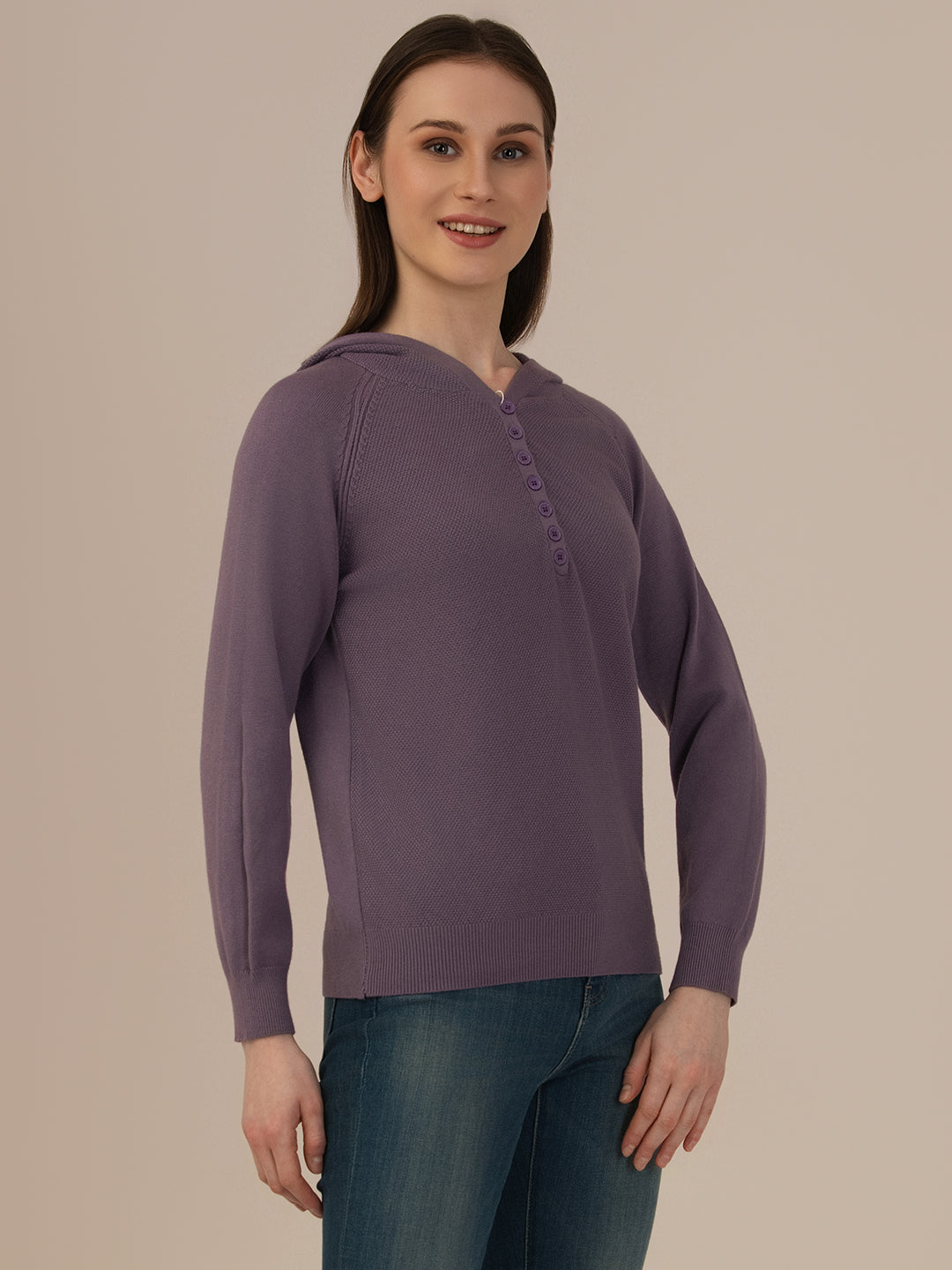Albion Women’s Woollen Hoodie – Cozy & Stylish Winter Wear, Purple
