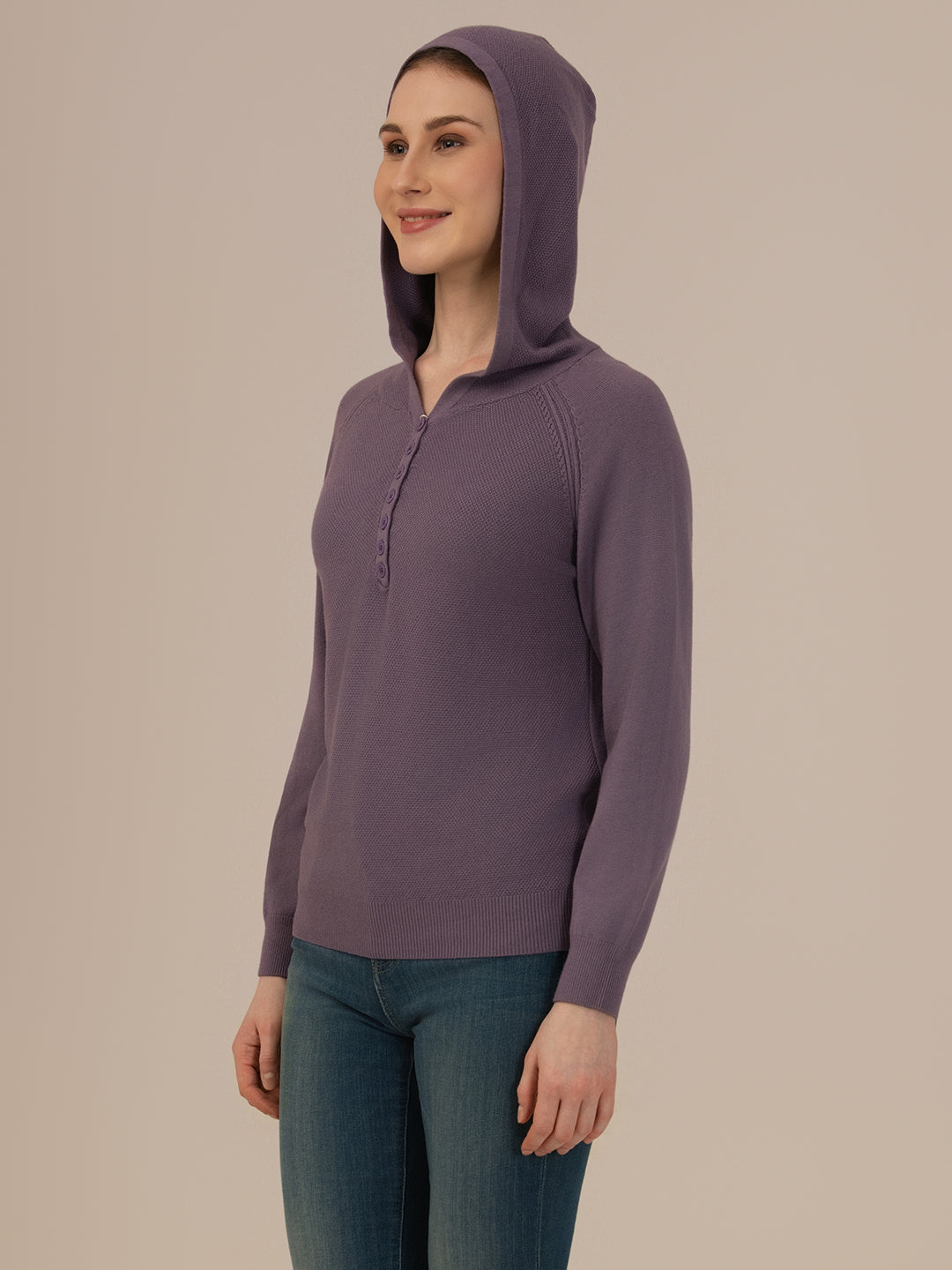 Albion Women’s Woollen Hoodie – Cozy & Stylish Winter Wear, Purple
