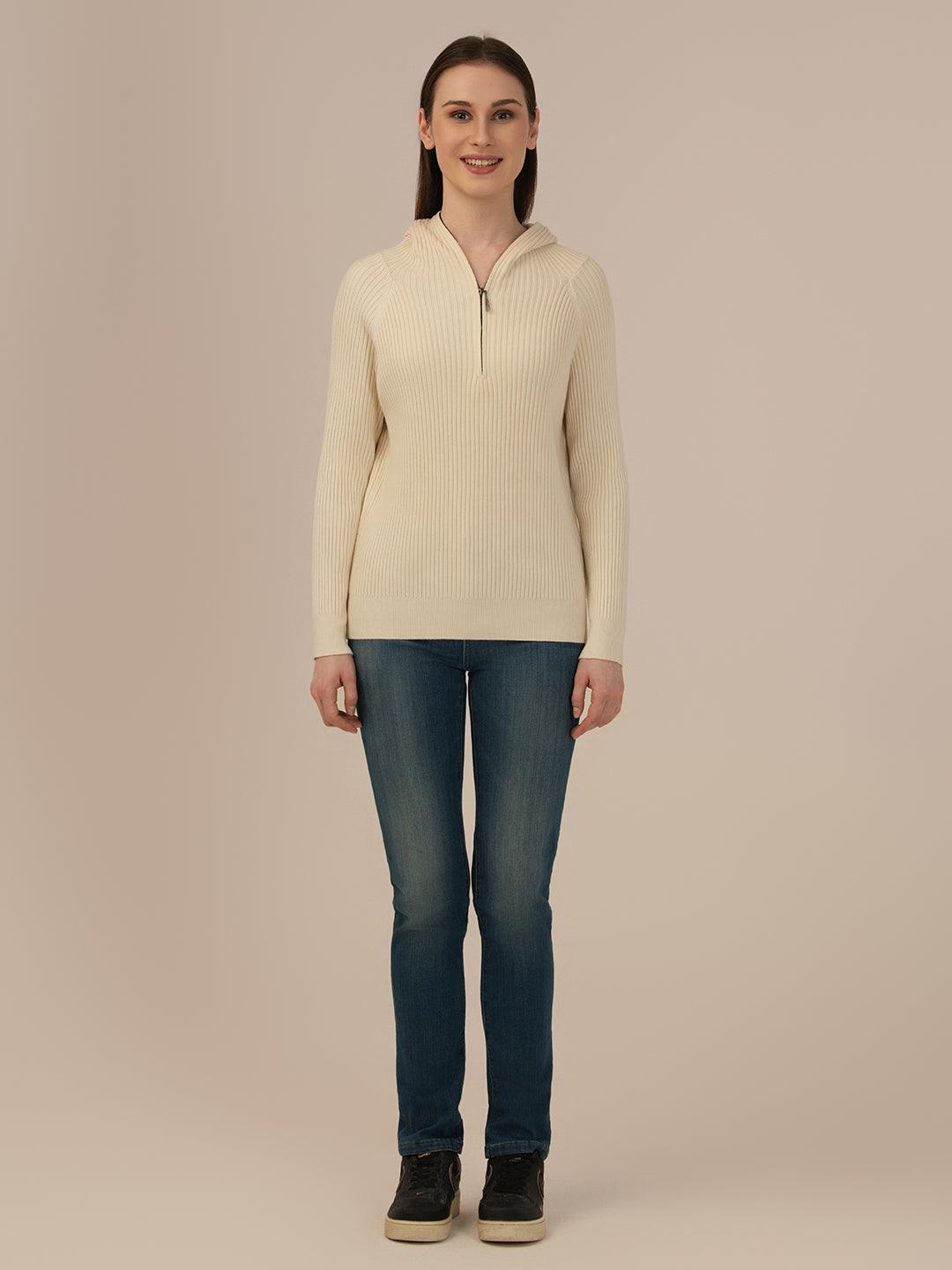 Women’s Woolen Knit Top – Elegant & Ultra-Soft Albion Wear_CREAM