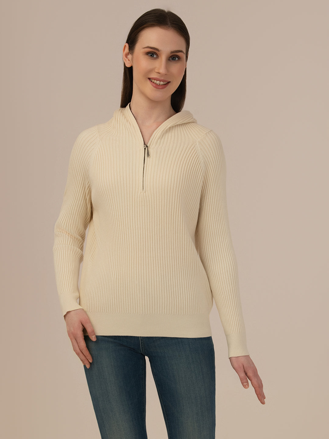 Women’s Woolen Knit Top – Elegant & Ultra-Soft Albion Wear_CREAM