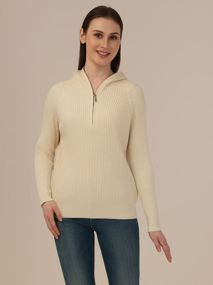 Women’s Woolen Knit Top – Elegant & Ultra-Soft Albion Wear_CREAM