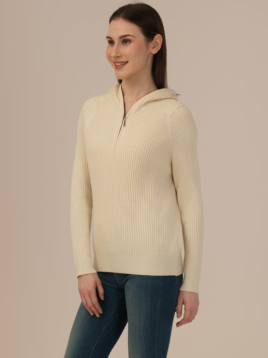 Women’s Woolen Knit Top – Elegant & Ultra-Soft Albion Wear_CREAM