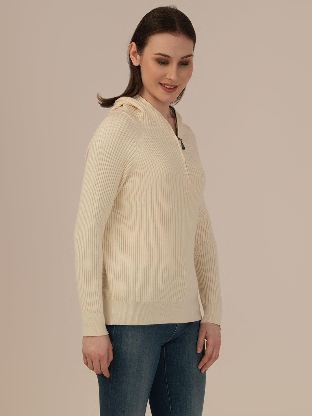 Women’s Woolen Knit Top – Elegant & Ultra-Soft Albion Wear_CREAM