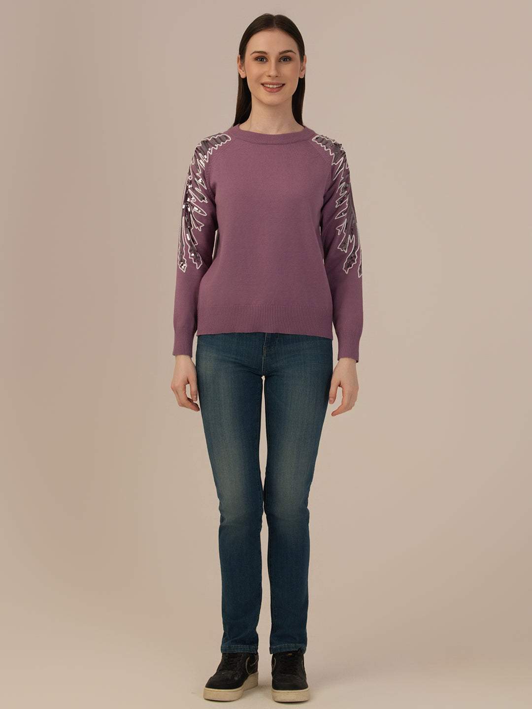 Albion Ladies Woolen Sweater– Perfect Winter Comfort_PURPLE