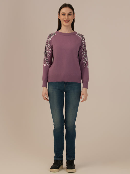 Albion Ladies Woolen Sweater– Perfect Winter Comfort_PURPLE