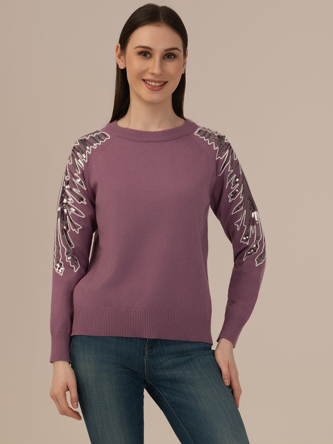 Albion Ladies Woolen Sweater– Perfect Winter Comfort_PURPLE