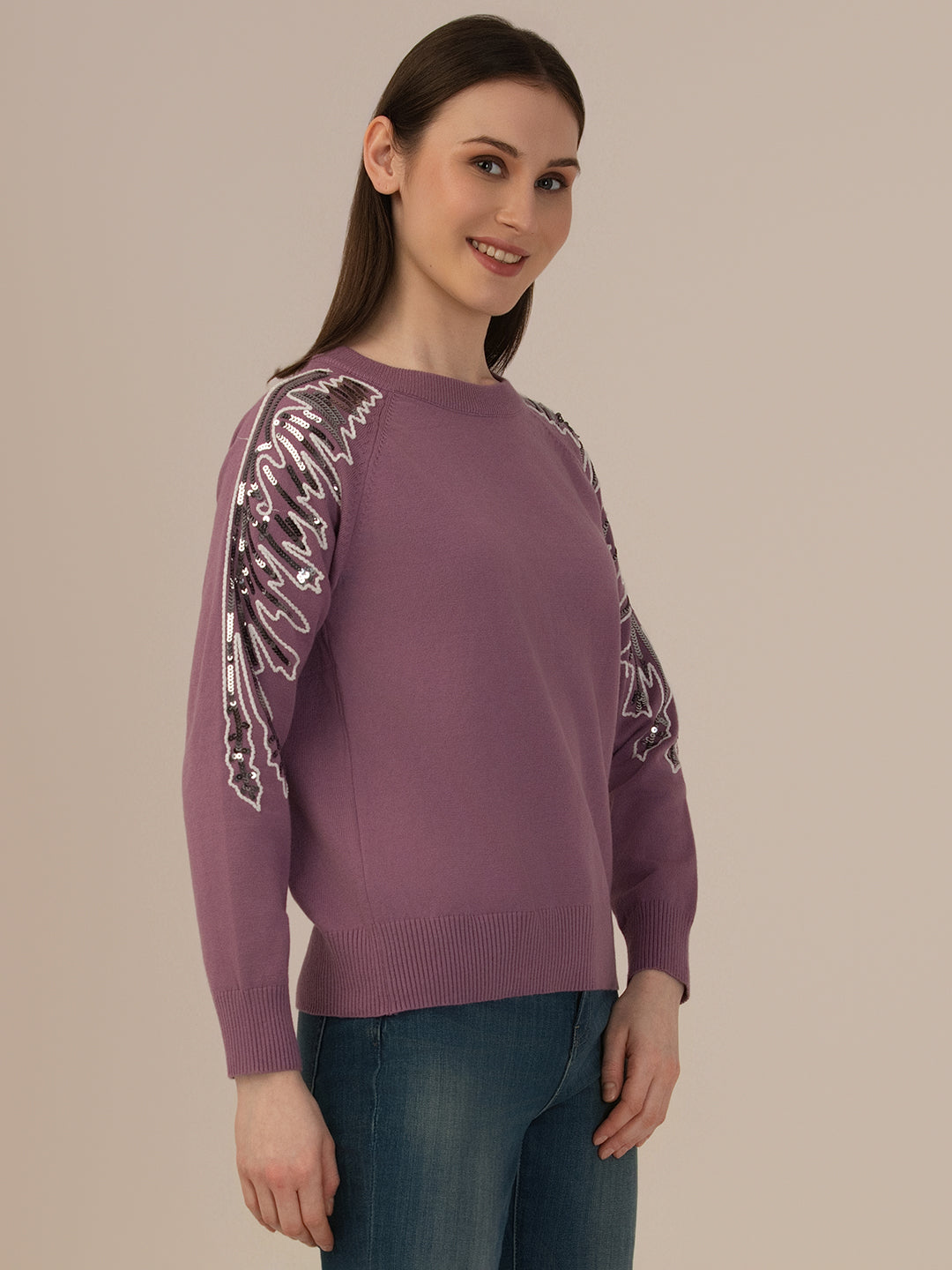 Albion Ladies Woolen Sweater– Perfect Winter Comfort_PURPLE