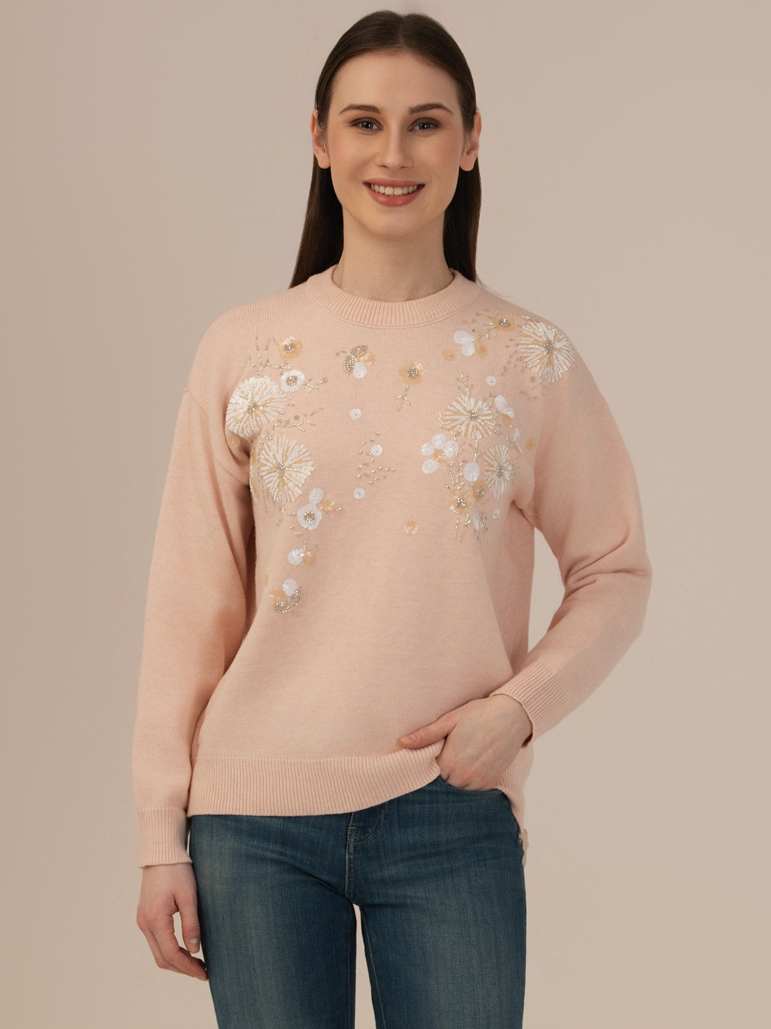 Women’s Premium Woollen Sweater – Soft & Warm Albion Collection_PEACH
