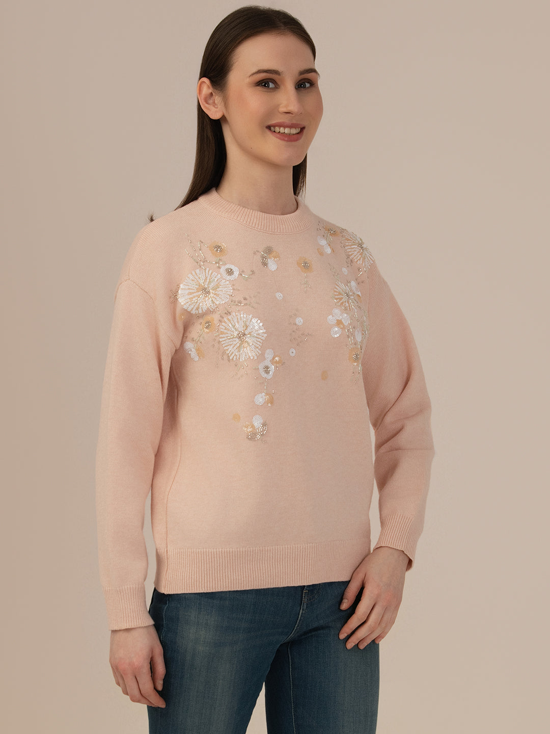 Women’s Premium Woollen Sweater – Soft & Warm Albion Collection_PEACH