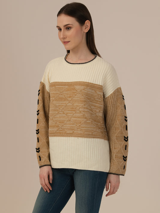 Albion Women’s Woolen Sweater – Cozy & Stylish Winter Wear_KHAKI