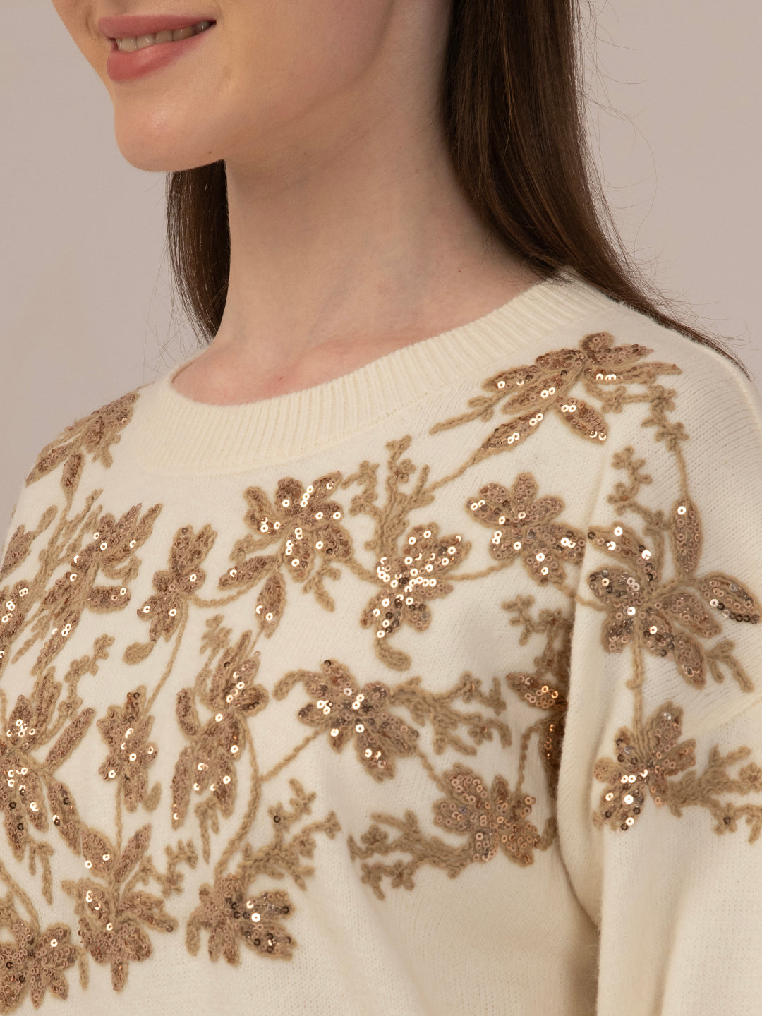 Ladies Winter Sweatshirt – Comfortable Winter Wear, Cream