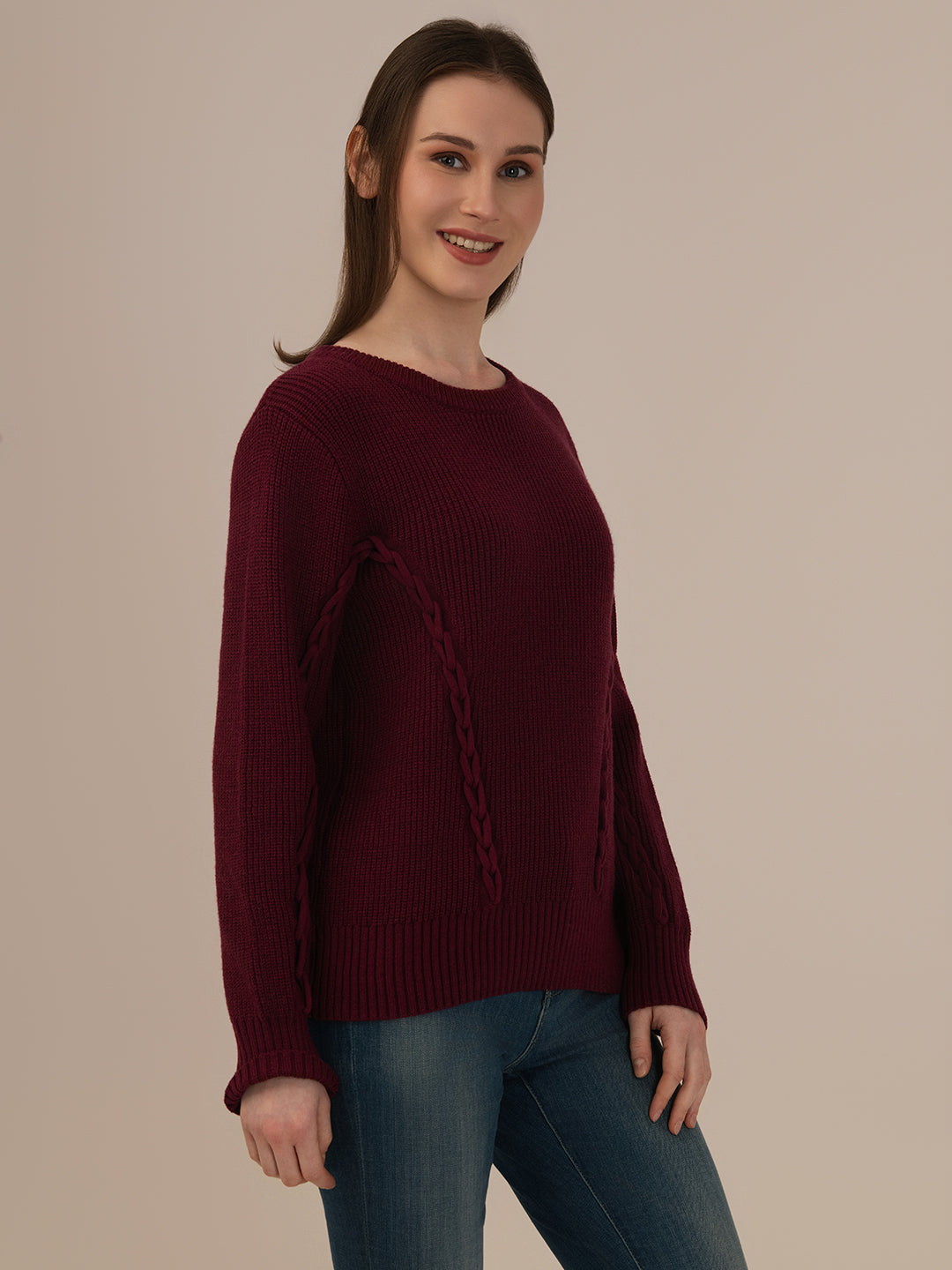Ladies Winter Sweater – Comfortable Winter Wear, Wine