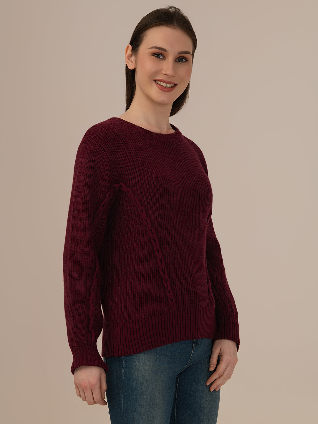 Ladies Winter Sweater – Comfortable Winter Wear, Wine