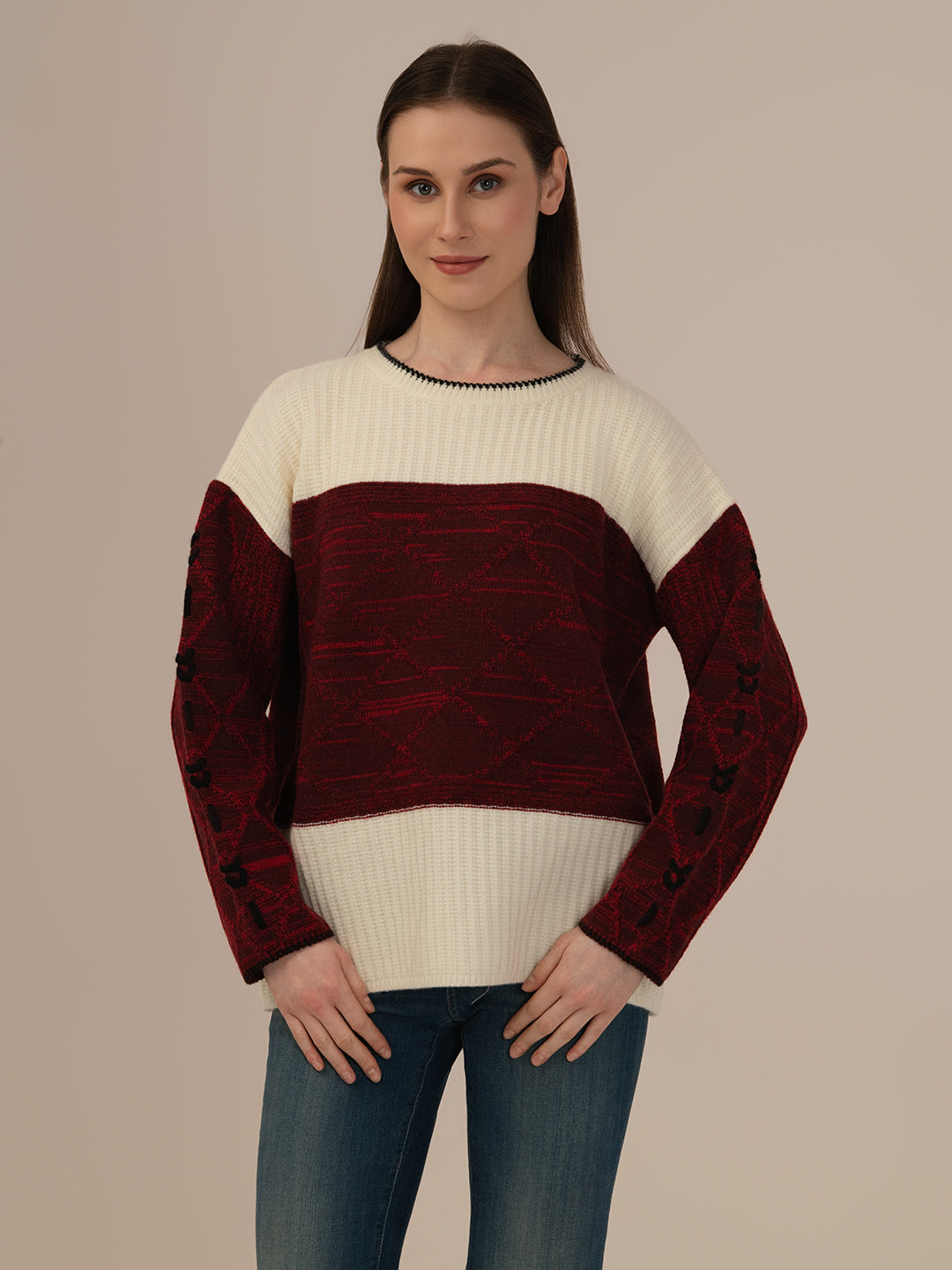 Albion Women’s Premium Woollen Sweater – Soft & Warm Coffee Winter Wear