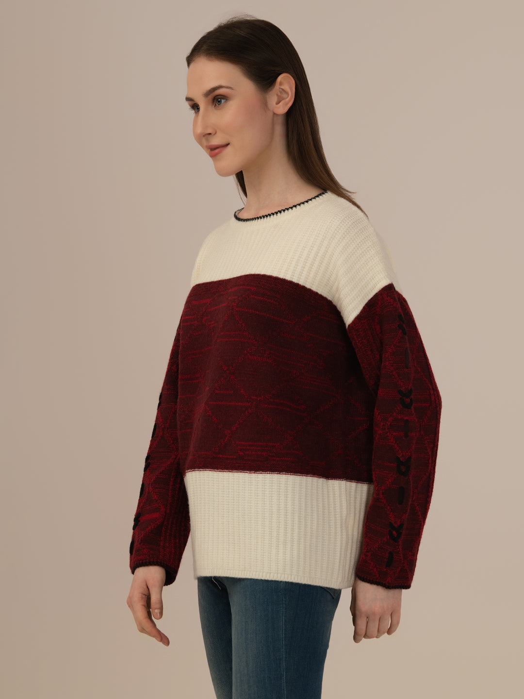 Albion Women’s Premium Woollen Sweater – Soft & Warm Coffee Winter Wear